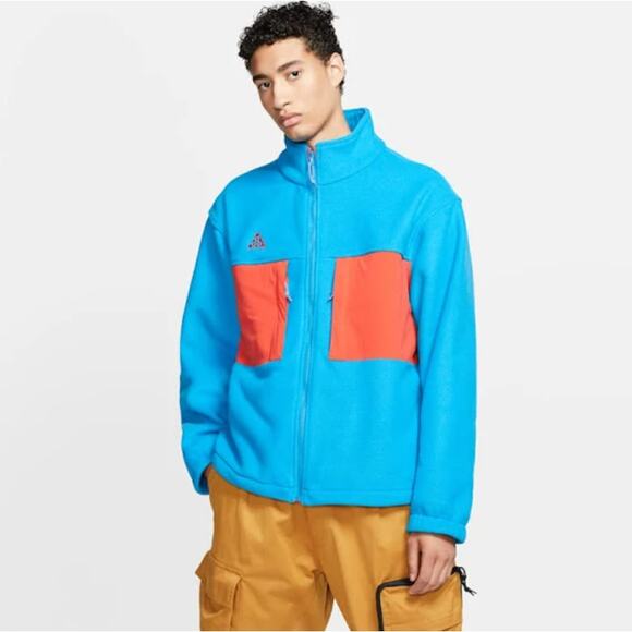 Nike ACG Blue Orange Polar Fleece Full Zip Jacket Gorpcore Men's size Large - Picture 10 of 10